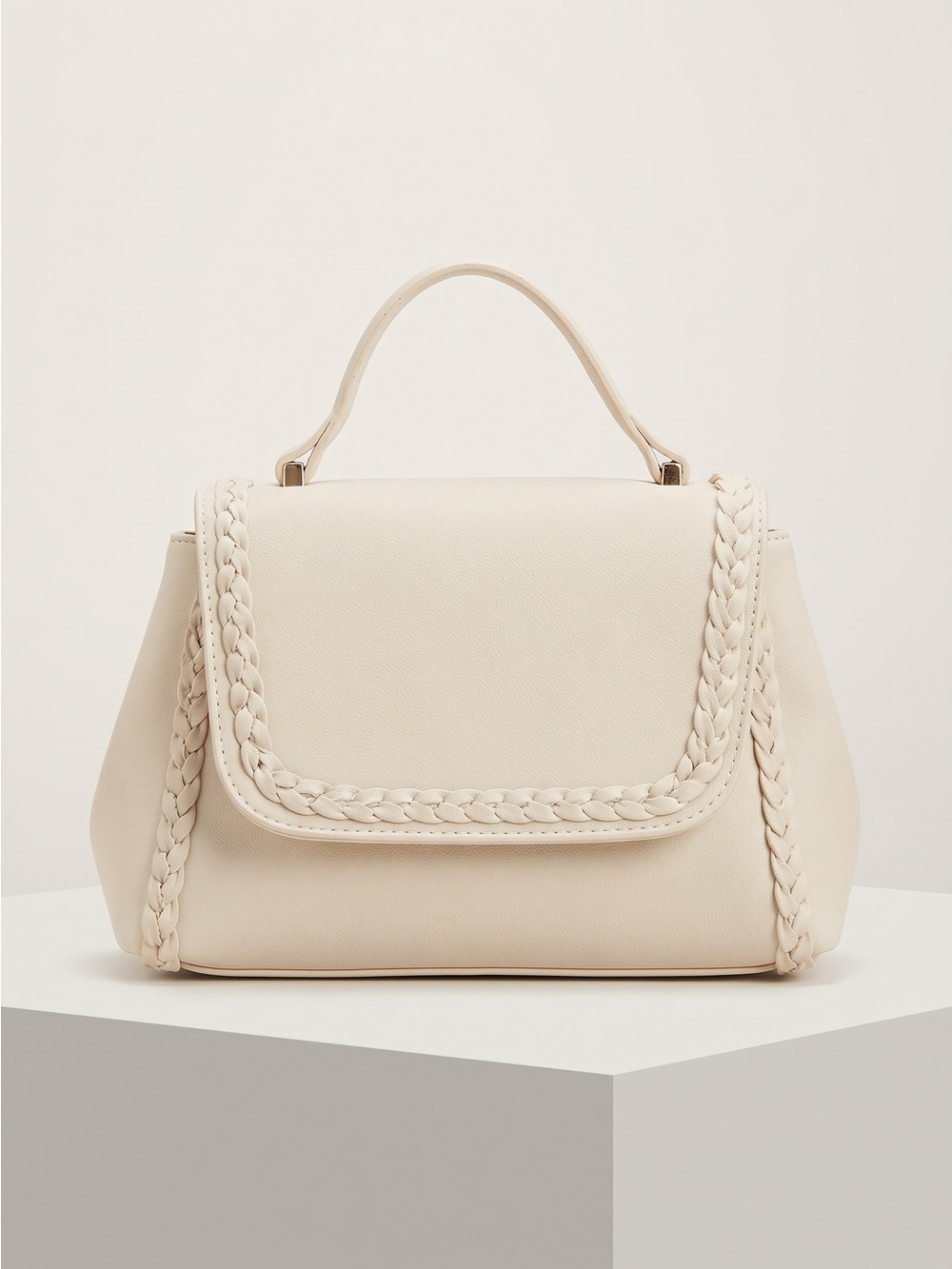 Primark Cream Braided-Trim Satchel